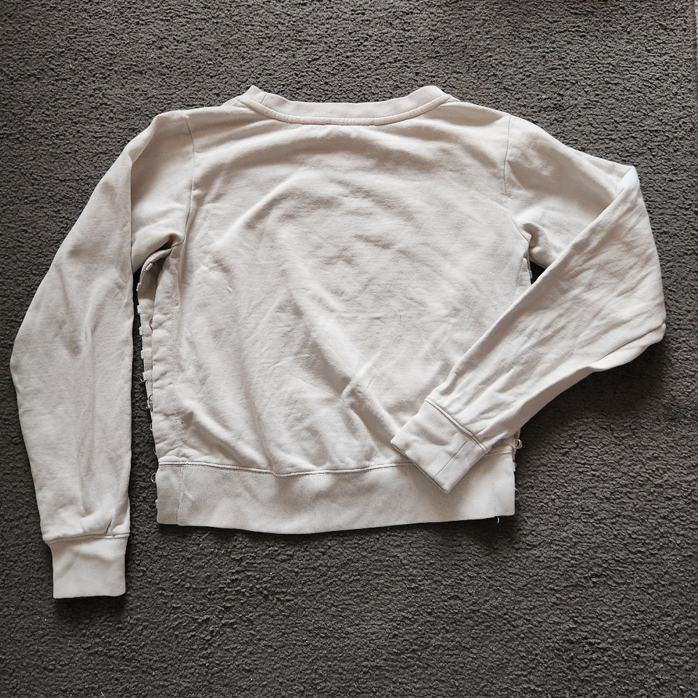 ALL SAINTS Sweatshirt Women's Small White Pullover Grunge Metal Side Clips - Picture 5 of 13
